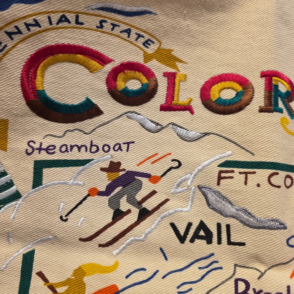 Catstudio State of Colorado Embroidered Placemat Cotton Canvas Map - Picture 9 of 11